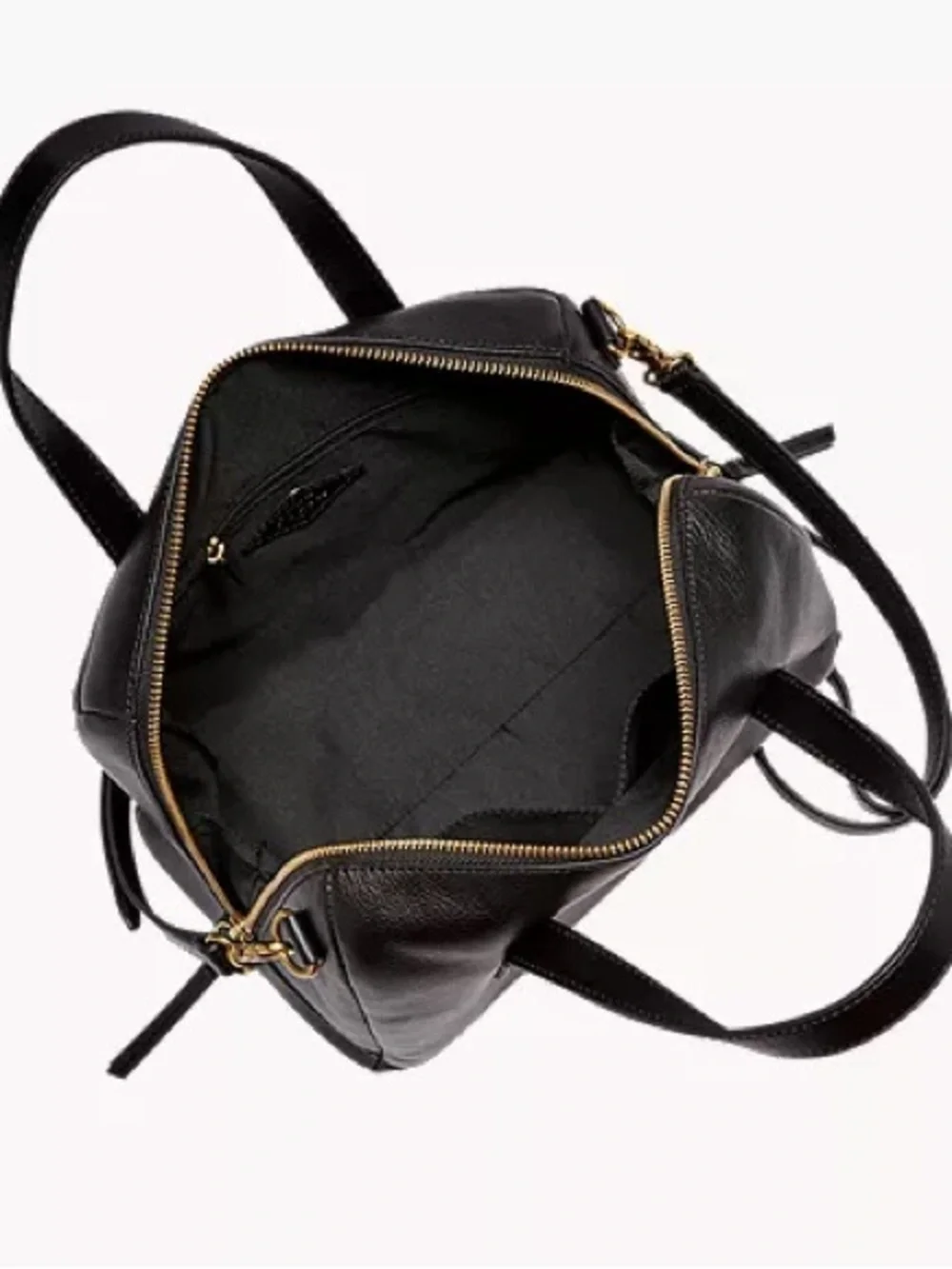 Fossil Black and Gold Leather Sydney Satchel - Picture 4 of 5